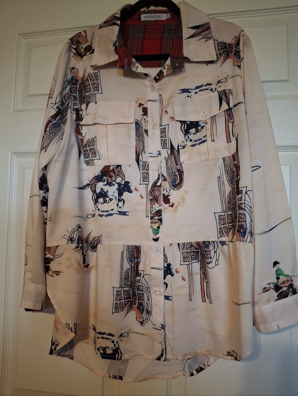 MISSLOOK Women's Western-Print Button-Front Shirt Jacket